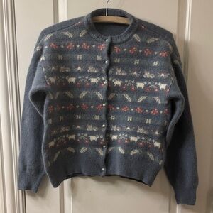 Spring Creek Angora Women's Patterned Cardigan Sweater Size S